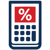Red square atop a dark blue rectangular background, suggesting a logo or brand design with bold color contrast.